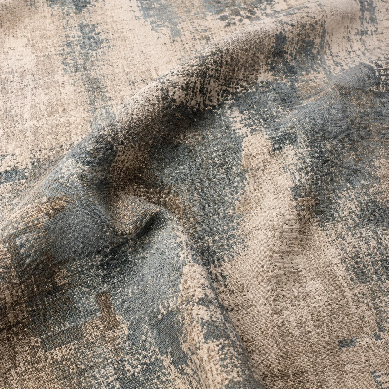 Vintage patterned fabric backdrop hanging in a portrait studio